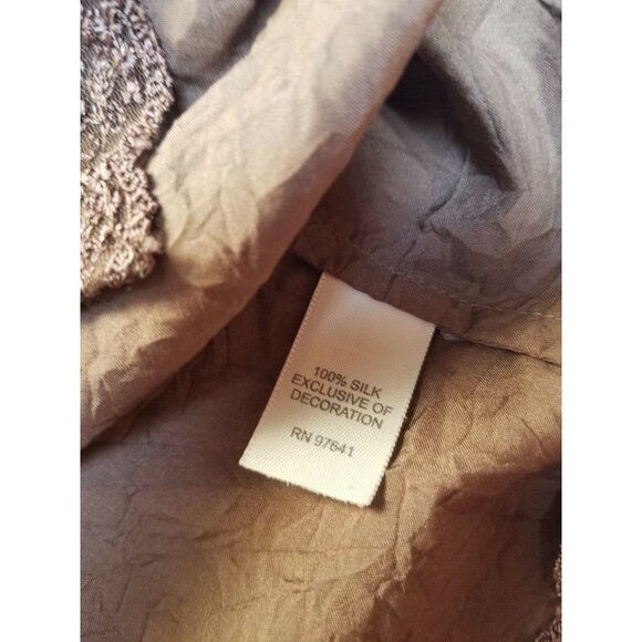 J. Jill Womens Sleeveless Button Down Top Floral Embroidered Size XSP Brown Silk - Picture 3 of 5